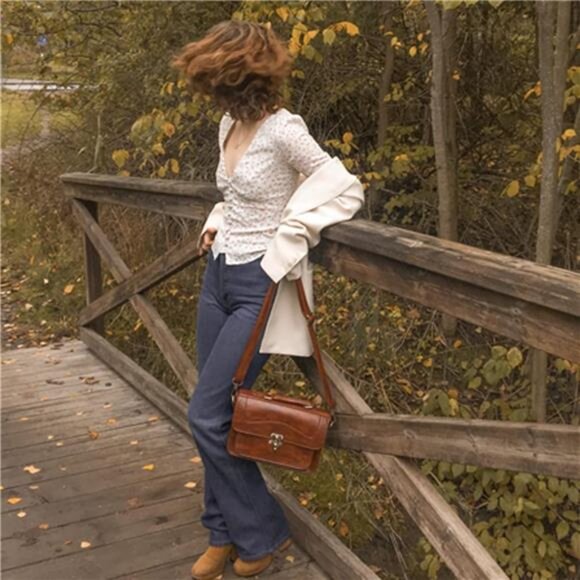 Women PU Leather Satchel Purse Vintage Small College Crossbody - Picture 2 of 7